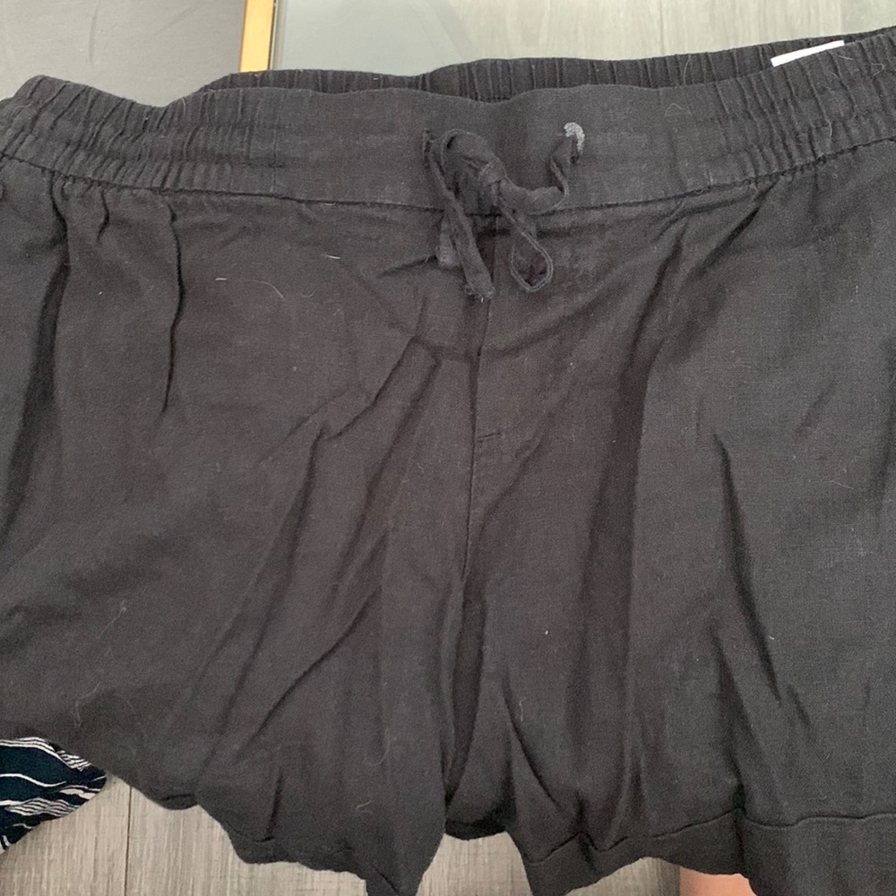 Black linen shorts